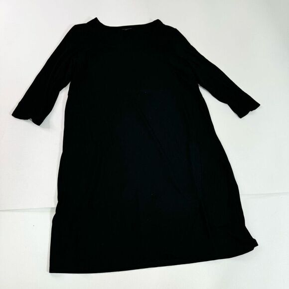 J. Jill Wearever Collection Dress Womens Large Black Solid 3/4 Sleeve Shift Midi - Picture 4 of 10